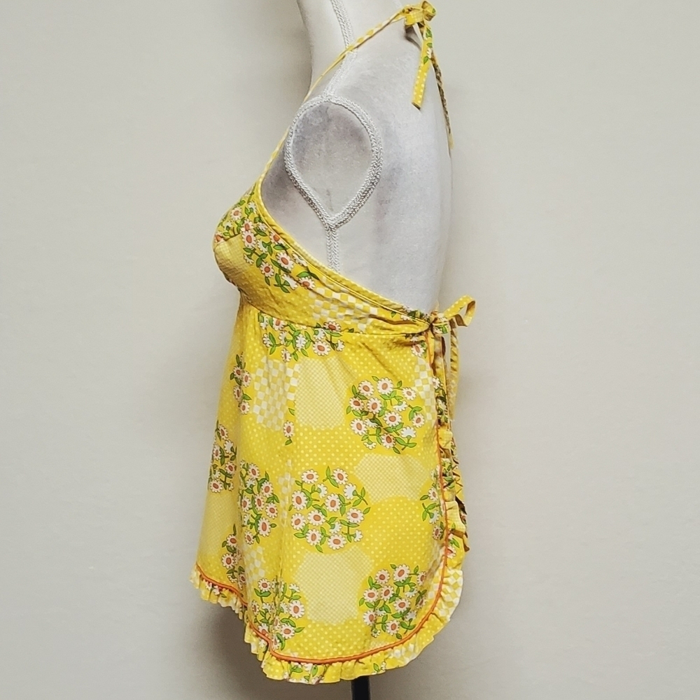 Rare Vintage 1960s Sears JR Bazaar Mod Yellow Checkered Daisy Full Apron Bikini - Picture 9 of 16